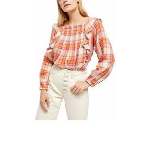 Free People Women's Siena Plaid Pullover, Tea Combo, M